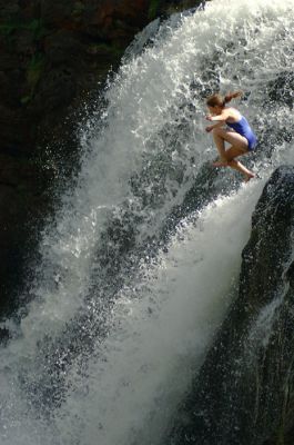 people jumping into Moose Fals
