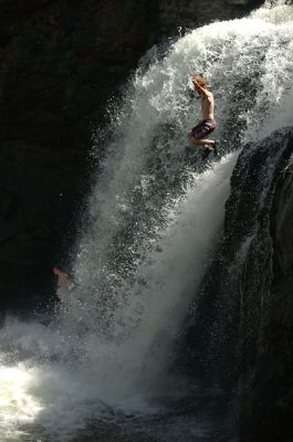 people jumping into Moose Fals
