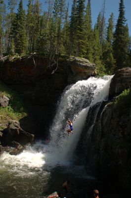 people jumping into Moose Fals
