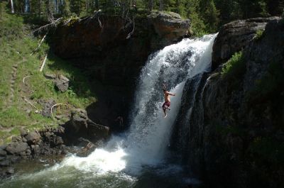 people jumping into Moose Fals
